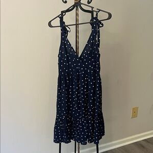 Navy Polka Dot Sleeveless Dress